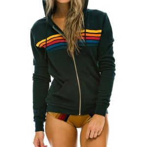 Aviator Nation 5 stripe hoodie charcoal- Medium